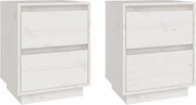 vidaXL Noptiere, 2 buc., alb, 40x35x50 cm, lemn masiv de pin