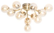 Plafonieră inteligentă bronz cu sticlă ambră 12 lumini incl. 12 Wifi G9 - Bianca