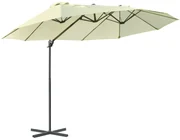 Outsunny Umbrelă Dublă pentru Grădină, Structură Metalică și Poliester Anti-UV Impermeabil, 440x270x250cm, Bej | Aosom Romania