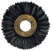 Oglinda decorativa de perete cu pene negre ROUSS, 55 cm