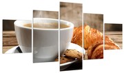 Tablou cu ceașca de cafea cu croissant (125x70 cm), în 40 de alte dimensiuni noi