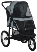 PawHut Cărucior pentru câini, pliabil, cu protecție solară, ferestre din plasă, coș de depozitare, gri, 111 x 58 x 107 cm | Aosom Romania