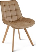 Scaun Bucatarie/Dining Sunny Catifea Maro, Picioare Metalice Finisaj Lemn