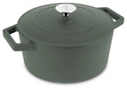 Oală din fontă emailată cu capac 24 cm, 4.35L – Berlinger Haus Green Matte Collection BH 6544, verde, pentru pâine, fripturi și supe