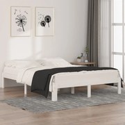 vidaXL Cadru de pat King Size, alb, 150x200 cm, lemn masiv