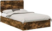 vidaXL Pat cu storage Stejar fumuriu 135 x 190 cm Lemn compozit