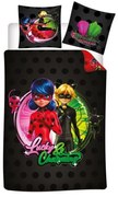 Miraculos: Buburuza și Motan Noir Lucky set de lenjerie de pat 140×200cm, 65×65 cm
