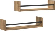 vidaXL Raft de perete Pe perete 2 pcs Stejar Artizanal 60 x 16 x 14 cm