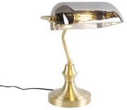 Lampă clasică de notar aurie cu sticlă oglindă fumuriu - Banker