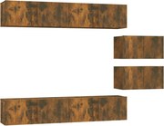 vidaXL Set dulapuri TV, 6 piese, stejar fumuriu, lemn prelucrat