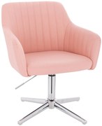 HC190NCROSS Scaun Roz din Piele Ecologica cu Bază Cromata