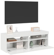 vidaXL Comode TV cu lumini LED, 2 buc., alb extralucios, 60x35x40 cm