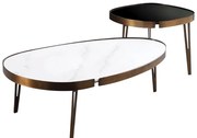 Set 2 masute de cafea Somma alb-negru/gold si marmura