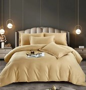Lenjerie pat dublu 100% Damasc PREMIUM, 6 Piese - Galben