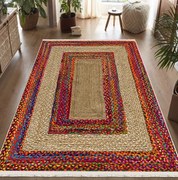 Covor camera antiderapant, 120x180 cm, iuta multicolora