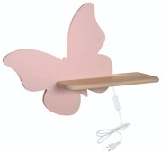 Aplică LED cu raft pentru copii BUTTERFLY LED/5W/230V roz/lemn