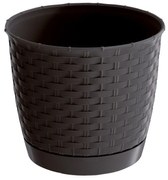 Jardinieră din plastic Ratolla Round, maro închis, diam. 16,5 cm,, diam. 16,5 cm