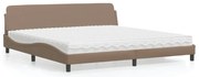 vidaXL Pat cu saltea, cappuccino, 200x200 cm, piele ecologică