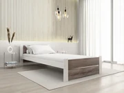 Pat de o persoana stejar alb/trufa, IKAROS DOUBLE 90 x 200 cm Saltele: Cu saltele Deluxe 10 cm, Somiera pat: Cu lamele drepte