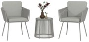 Outsunny Set Mobilier de Grădina cu 2 Scaune și Măsuță de Cafea cu Blat din Sticlă, Ø49x47 cm, Gri | Aosom Romania