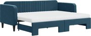 vidaXL Pat de zi cu extensie și saltea, albastru, 80x200 cm, catifea