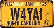 Placuta inmatriculare decorativa NORTH CAROLINA, 30x15cm, Metal