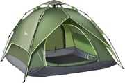 Outsunny Tentă de camping tentă pop-up ușoară pentru 2-3 pers. - 2 uși mari - 210 x 210 x 140 cm fibră de sticlă poliester | Aosom Romania