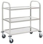 vidaXL Cărucior de bucătărie 3 niveluri 95x45x83,5 cm oțel inoxidabil