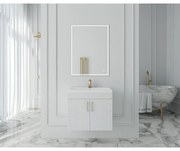 Set dulap baza suspendat Drop Lines Venus cu 2 usi si lavoar 60 cm alb