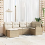 vidaXL Set de canapele pentru grădină cu pernă 6 pcs Bej Rattan poli