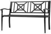 Outsunny Bancă de Exterior din Oțel pentru 2 Persoane, Spătar Înalt, Cotiere Confortabile, 128x62.5x81.5 cm, Negru | Aosom Romania