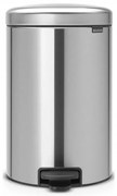 Cos de gunoi cu pedala Brabantia NewIcon 649041, 20 L, Inchidere lina, Baza antiderapanta, Inox/Mate