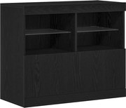 vidaXL Bufet LED Negru 81 x 37 x 66,5 cm Lemn compozit