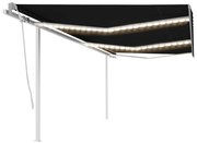 vidaXL Copertină retractabilă manual cu LED, antracit, 6x3 m