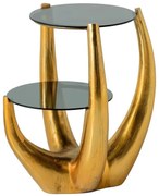 Masuta Laterala, Aluminiu, Auriu, Sticla, Negru, LEVELS 50cm