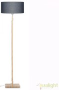 Lampadar modern cu baza din lemn si abajur textil FUJI, gri inchis FUJI/F/4723/DG