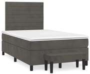 vidaXL Pat box spring cu saltea, gri închis, 120x190 cm, catifea