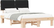 vidaXL Cadru de pat cu tăblie tapițată cu headboard Negru 160 x 200 cm