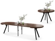 Mazzoni EXPANSO Stejar Maro/picioare negre - MASĂ MARE ROTUNDĂ Ø110 EXTENSIBILĂ PÂNĂ LA 310 cm CU PICIOARE Y LOFT/INDUSTRIALĂ