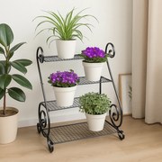 Suport metalic pentru flori din fier forjat, negru, 85x65x48 cm - Florys