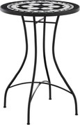 vidaXL Masă de bistro, negru și alb, Ø50x70 cm, ceramică, mozaic