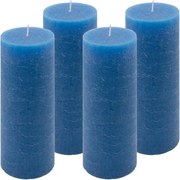 Set de lumânări rustice, 20 cm, Ø 7,5 cm, albastru, 4 buc.