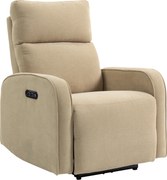 HOMCOM Fotoliu Relax Electric Reclinabil 135° cu Suport pentru Picioare, Tetieră Reglabilă, Șezut Spațios, Fotoliu Tapițat, Motoare Duble, Porturi USB și USB-C, Catifea Bej, Living | Aosom Romania
