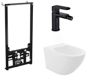 Pachet rama instalare Alca, bideu suspendat Rea Carlo alb si baterie bideu Invena Siros negru