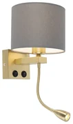 Lampă de perete Art Deco aurie cu abajur gri - Brescia
