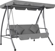 Outsunny Balansoar de grădină convertibil 3 locuri Înclinare Acoperiș reglabil Saltea 200 x 125 x 170 cm metal Polyester Gri deschis | Aosom Romania