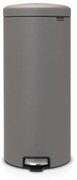 Cos de gunoi cu pedala Brabantia NewIcon 1001092, 30 L, Inchidere usoara, Baza antiderapanta, Gri satinat