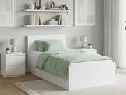 Pat de o persoana alb, SOFIA 90 x 200 cm Saltele: Cu saltele Coco Maxi 20 cm, Somiera pat: Cu lamele drepte