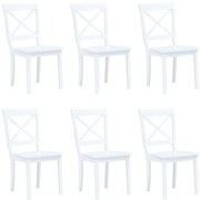 vidaXL Scaune de bucătărie, 6 buc., alb, lemn masiv de hevea