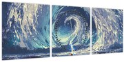 Tablou - Ilustrație a unui băiat cu o suliță (cu ceas) (90x30 cm)